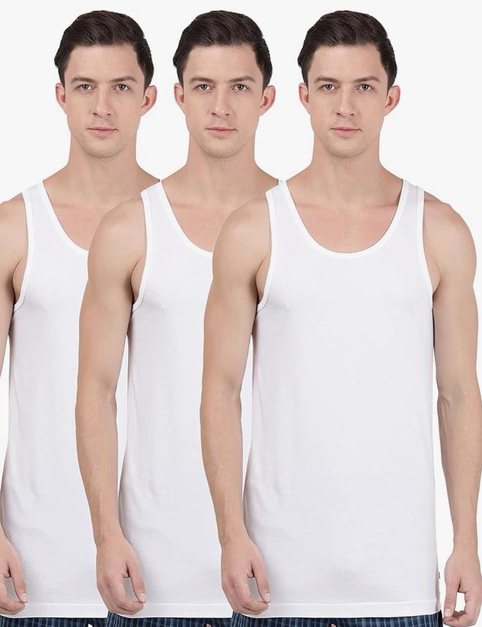 Jockey 8820 Men's Super Combed Cotton Round Neck Sleeveless Vest Pack of 3)