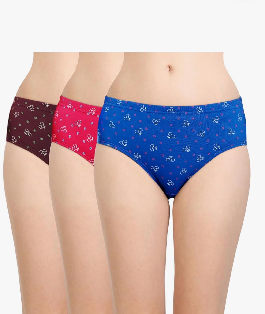 BODYCARE Women's Printed Cotton Briefs In Pack Of 3