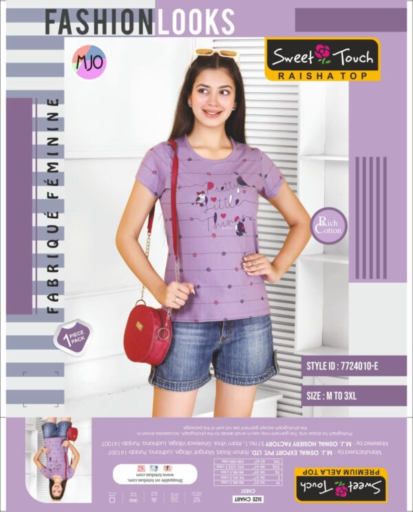 Women's Cotton Regular Fit Latest Graphic Stylish Printed Short Top Casual T-Shirt